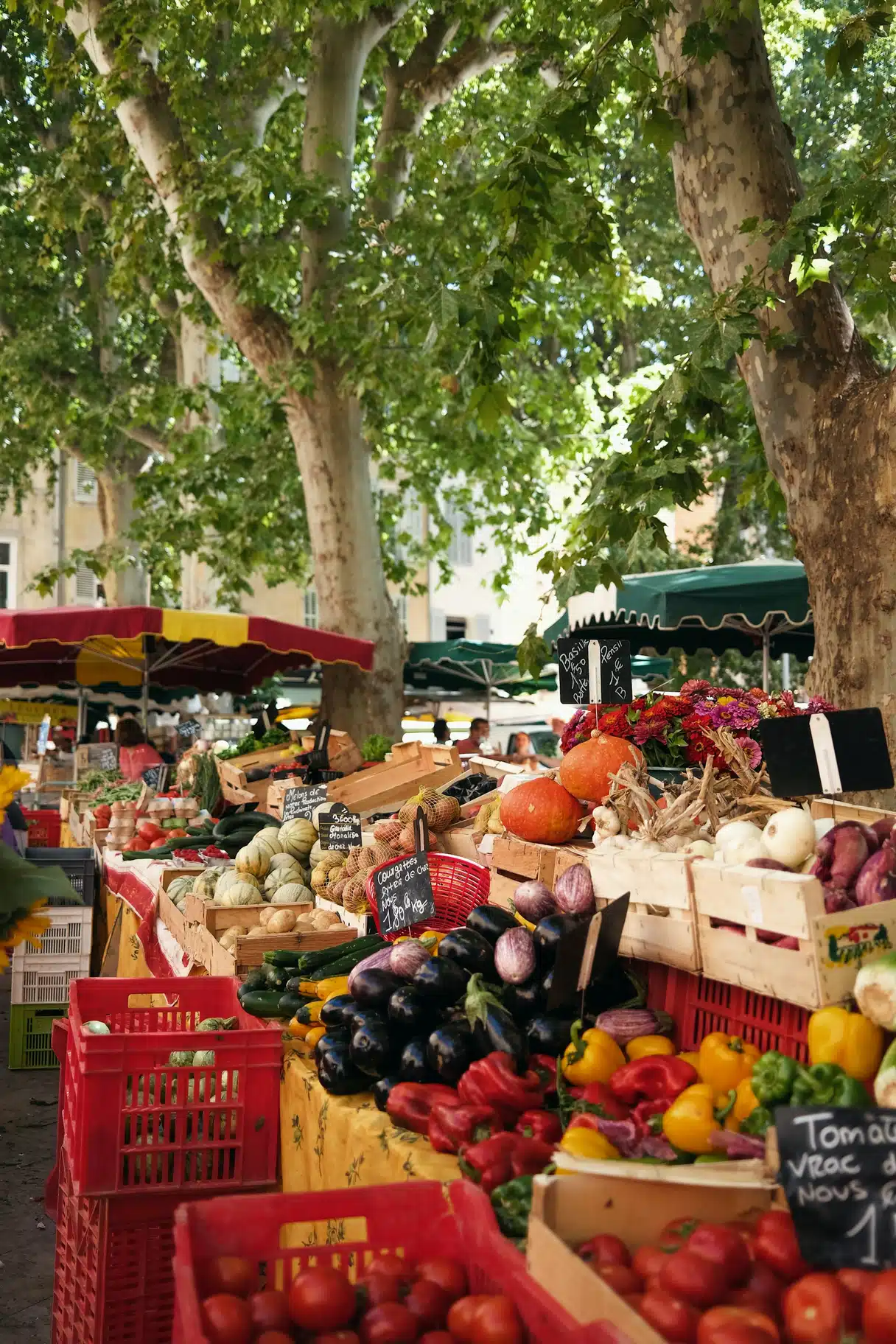 Un stand de marché en Provence